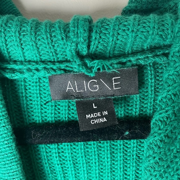 Aligne Green Organic Cotton Hooded Oversized Sweater Tunic Women’s Size Large - Picture 5 of 7